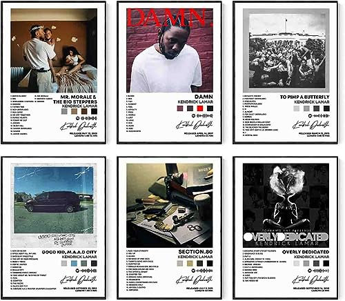 DIDIDO Kendrick Poster, Lamar-Albumcover, signiert, limitierter Druck, Rapper, Musikposter, Leinwand, Wandkunst, Zimmer, ästhetisches Set, für Teenager und Mädchen, Wohnheim-Dekoration, 20,3 x 25,4