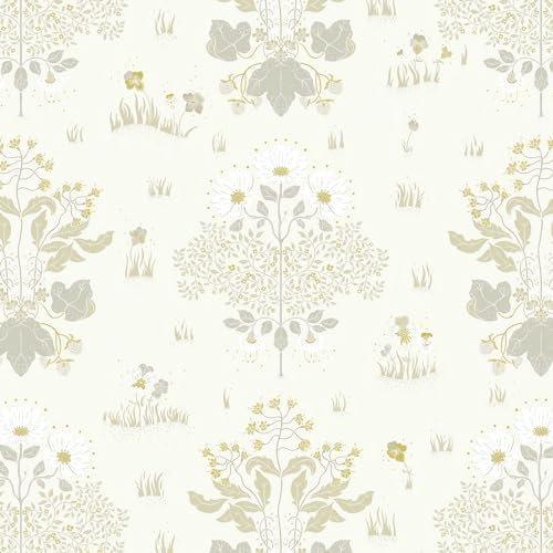 Yomshi Self Adhesive Wallpaper 41×500CM Beige Flower Effect Paper Sticky Back Plastic Roll Peel and Stick Waterproof Removable Vinyl Film for Bedroom Wall Cabinet Drawer