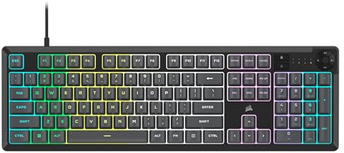 CORSAIR K55 Core RGB Membrane Wired Gaming Keyboard – Quiet, Responsive Switches – Spill Resistance – Ten-Zone RGB – Media Keys – iCUE kompatibel – QWERTY NA – PC, Mac – Grau