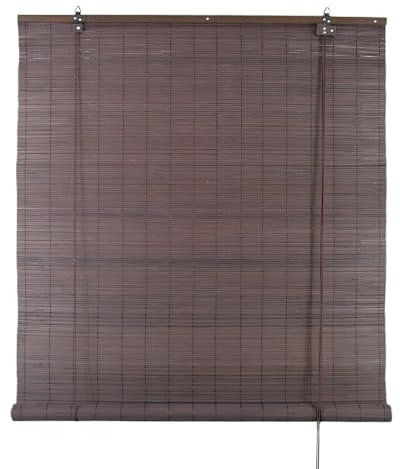 DEFACTO Bambusrollo Sonnenschutz Sichtschutz Seitenzugrollo Lichtfilter Bambus Jalousie Lüftung Rollo für Fenster Tür Terrasse Balkon Garten (150 x 220 cm, Dunkelbraun)