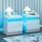 Cubehom Nachttisch 2er Set Nachttische Nachtschrank mit Led Licht, Modern Nachtkommode mit 2 Schubladen für Wohnzimmer, Schlafzimmer Weiß+Grau