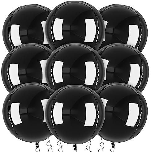 XXL Schwarze Luftballons, 9 Stück Schwarze Folienballons, 22 Zoll Groß 4D Foil Ballons, Schwarz Ballons für Geburtstag Party Hochzeiten Halloween Weihnachten Jahrestag Dekorationen