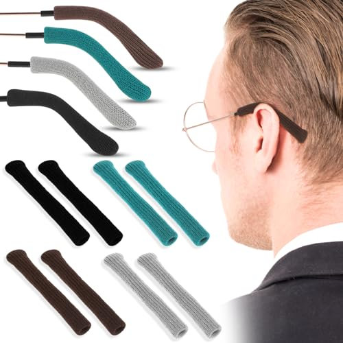Dimeho 4 Pairs Glasses Ear Cushion Soft Comfort Temple Tips Sleeve Retainer Anti Slip Eyeglass Ear Cushions Grips for Glasses Reading Glasses Sunglasses