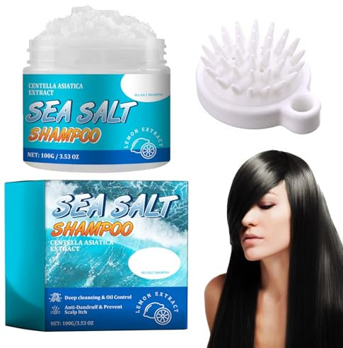 Sea Salt Shampoo Meersalz-Shampoo-Haarscrub, Kopfhautreinigendes Peeling, Naturshampoo für fettiges Haar, Tiefenreinigung, Feuchtigkeitspflege und Ölkontrolle