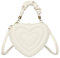 LERONO Damen Handtasche im koreanischen Stil mit Crossbody-Gurt, modisch, solides PU-Leder, Herzform, kleine Umhängetasche zum Einkaufen, weiß