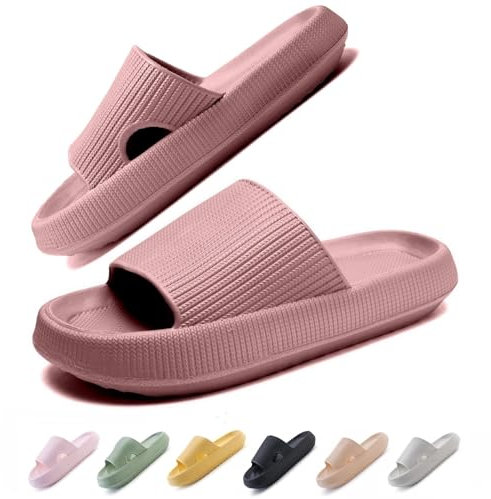 IDEINER Badeschuhe Damen Herren Hausschuhe Cozislides Original Slippers Wolken Pantoletten Rutschfest Weicher Super Dicker Sohle Badelatschen Cloudyzz Sommer Sandalen Pillow Slides Mauve Gr. 38/39