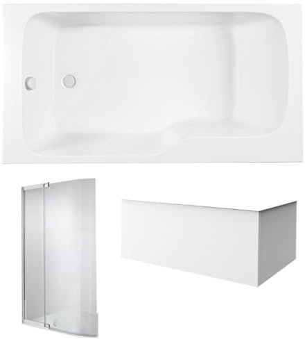 Pack baignoire bain douche 160 x 85 JACOB DELAFON Malice version gauche + tablier en angle + pare bain
