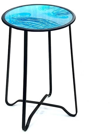 CMYCYDDPLY Mesa de Centro Pequeña, Mesa Auxiliar de Cristal, Mesa de Centro Redonda, Material Metálico, Fácil de Instalar, Mesas de Centro Pequeñas for Espacios Reducidos