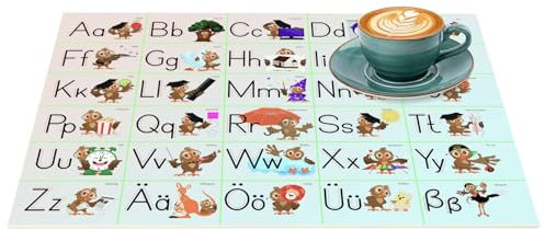 Tischset Platzset Platzdeckchen waschbar PVC für Kinder mit Lerneffekt 1 Stück - Alphabet 35x50cm - Essen & Lernen parallel