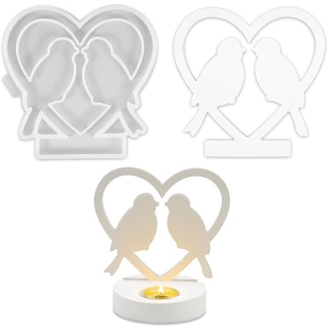 Silikonform Vogel, Gießform Vogel, Silikon Gießform Vogel, Silikonformen Gießformen Vogel, Herzförmiger Ring Vogel Einschieber, Silikonformen Gießformen Frühling für Gips, Handwerk (2 Birds)