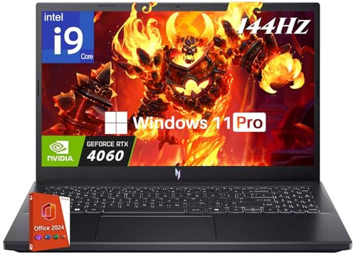 acer Nitro V 15 Gaming Laptop, Intel 13 Gen Core i9-13900H, GeForce RTX 4060, pantalla IPS de 15.6 pulgadas 144 Hz, DDR5 de 32 GB, SSD de 2 TB, Wi-Fi 6, teclado retroiluminado, Windows 11 Pro, mouse