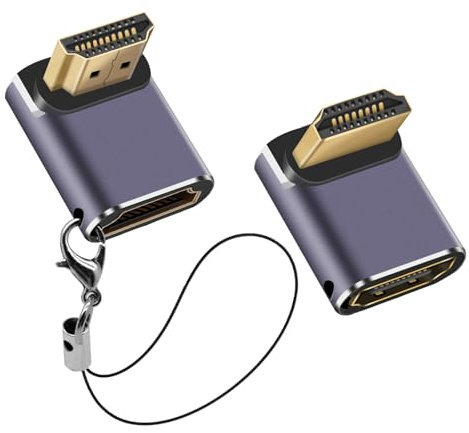 LUIRSAY 2Pcs HDMI Winkelstecker 90 Grad, HDMI 90 Grad Adapter 48Gbps 8K@60Hz/4K@120Hz, HD-MI Stecker auf Buchse mit LED Anzeige für HDTV, Projektor, Laptop(1 * Auf + 1 * Ab)
