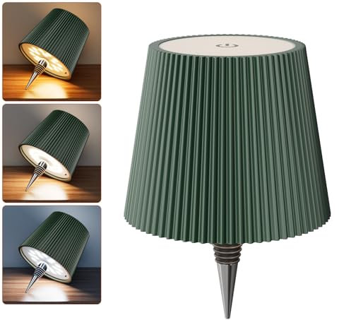 Nulmvic Lampada per Bottiglia LED Ricaricabile - 5200mAh Lampada da Tavolo Senza Fili Dimmerabile 3 Colori - IP54 Impermeabile Comando a Tocco per Interno Esterno Famiglia Ristorante Bar (Verde Scuro)