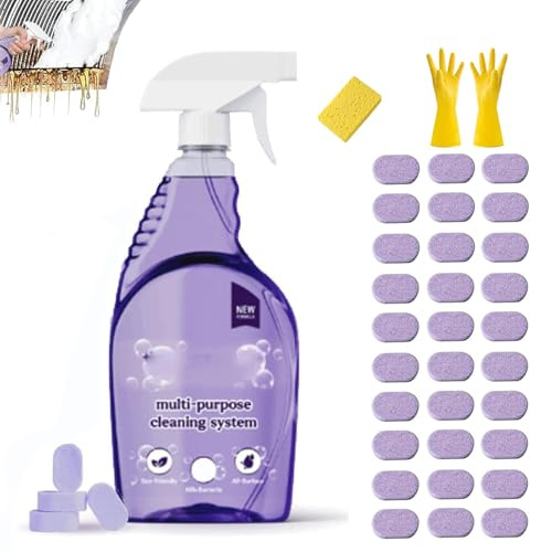 Dr Clean Spray for Ovens, All-Purpose Cleaning Spray for Instant Stain Remova, Dr Clean Tablets and Sprayer Bottle for Home, Kitchen, Bathroom & More (Spray bottle with 30 concentrate tablets)