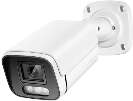 KKENZA Telecamera IP 4K 8MP Poe for Esterni H.265, Telecamera di Sicurezza CCTV a Proiettile Metallico for casa, 4MP, Visione Notturna a Colori(2.8mm,Super 4MP Poe)