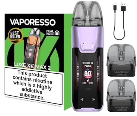 Vaporesso Luxe XR Max 2 Vape Kit [Flowing Purple] - No Nicotine | Available in 12 colours - 3200mAh Mega Battery, 2A Fast Charge, 80W, 0.96 TFT - Compatible with Luxe X ,XR Pods & GTX coils