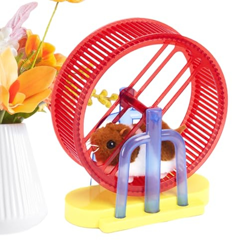 Rechory Interactive Pet, Electronic Bunny Toys for Kids, Fake Plush Bunny Model with Stand Exercise Wheel Game Cat Dog Entertainment for Child Girl Boy Birthday