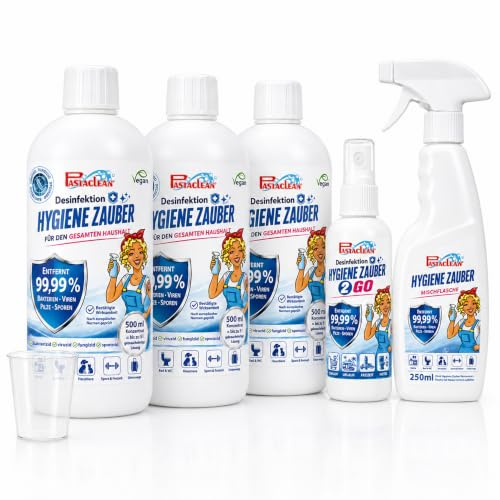Pastaclean Hygiene Zauber Desinfektionsmittel Konzentrat, 3 x 500 ml | Wirksam gegen Bakterien, Viren, Pilze, Sporen & Schimmel - alkoholfreies Flächendesinfektionsmittel für den gesamten Haushalt