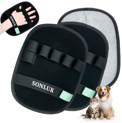 sonluk 2 Stück Tierhaarentferner Handschuh,Elektrostatischer Tierhaarentferner für Hunde & Katzen, Wiederverwendbare Handschuh Tierhaarentfernung Antistatische für Sofas Kleidung Reinigung Entfernen