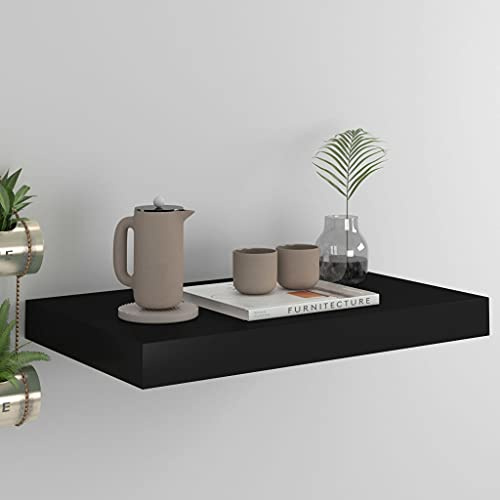 QZZCED Schwebendes Wandregal aus MDF, schwarz, 40 x 23 x 3,8 cm, unsichtbares Ausstellungsregal mit Metallstruktur und Bienenwabe, robuster dekorativer Ständer für Bücher