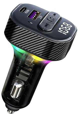 Bluetooth Car Adapter USB C Fast Charger-Bluetooth 5.3 FM Transmitter for Car Wireless Radio Receiver,LED Display,Hand-Free Calling,C ar Bluetooth Use