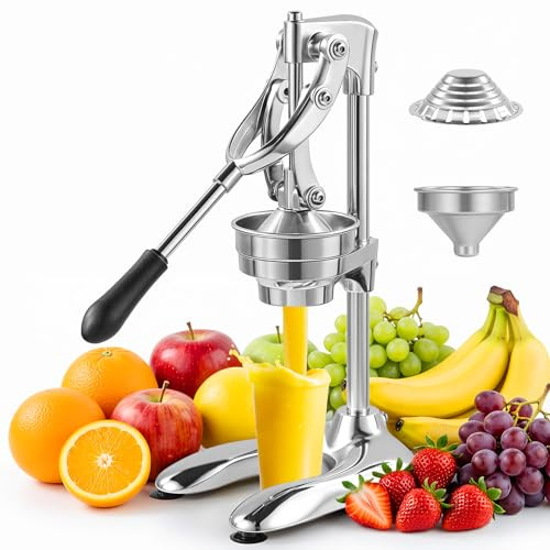 wowspeed Manual Lemon Juicer Hand Press, Manual Orange Juicer Professional Citrus Juicers Lemon Squeezer, Commercial Extractors Countertop Squeezer for Orange Lime, Whole Fruit Juicing (Silver)