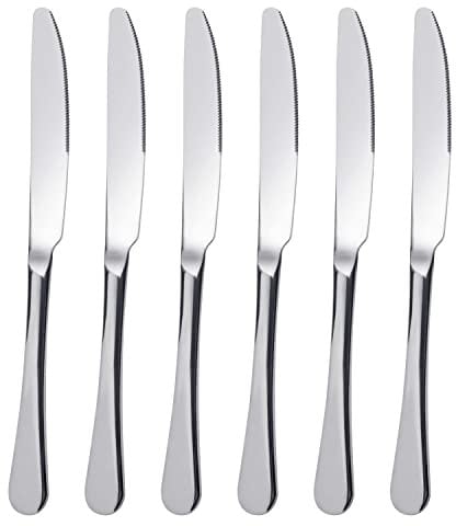 FOXAS 6 Stück Tafelmesser, 23CM Menümesser Edelstahl Rostfrei, Besteck Messer 6er Set, Menümesser Poliert, Spülmaschinengeeignet, Besteckmesser Serie Bon Appétit