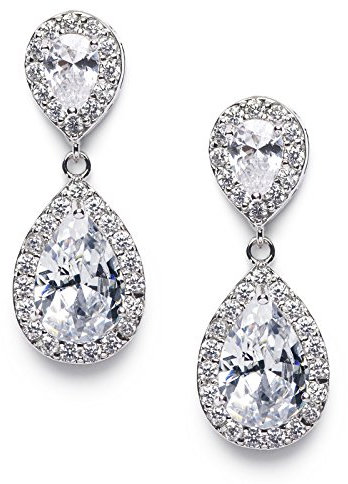 SWEETV Zirkonia Kristall Braut Ohrringe Ohrhänger - Edelstein Schmuck, Geburtstag/ Valentinstag/ Jahrestag Geschenk für Frauen, Transparent