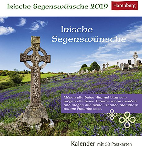 Irische Segenswünsche - Kalender 2019 - Harenberg-Verlag - Postkartenkalender mit 53 heraustrennbaren Postkarten - 16 cm x 16,5 cm
