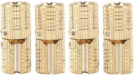 4Pcs Mini Scharniere Tonnenscharnier 8mm 180 ° Öffnungswinkel Kupfer Messing Kabinett Geschenkbox Versteckte Messing Verdeckte Scharniere für Schranktür Panel-Anschluss Kleine Box DIY