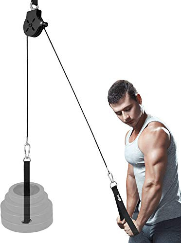 Yes4All Cable Pulley Attachment Single Set – 2-inch Olympic Bars Compatible LAT Pulldown Pulley & Home Gym Pulley, A. Black - Single