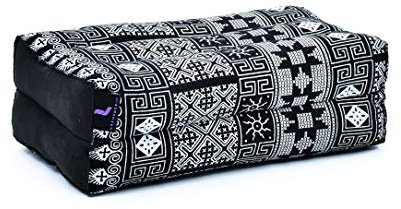 Leewadee Meditationskissen Yogakissen Yoga Block Yoga Zubehör Yoga Klotz Yoga Kissen Ökologisches Naturprodukt Thaikissen Nackenkissen, Kapok, 35 x 18 x 12 cm, Schwarz