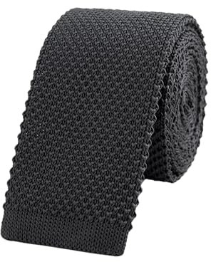 WANYING Herren 5.7cm Schmale Krawatte Strickkrawatte Gestrickte Narrow Krawatte Knit Tie Retro Vintage Casual Büro Basic - Einfarbig Schwarz