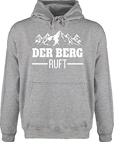 Hoodie Herren Pullover Männer - Skiurlaub Apres Ski - Der Berg Ruft - 3XL - Grau meliert - skipulli après-ski Party Outfit Skifahrer ruf Pulli après-ski-Pullover skioutfit Berge Hoddies/pullies