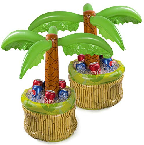 2 Pack 26 Zoll Aufblasbarer Kühler, Bierkühler für Partys, Luau Party Supplies für Erwachsene, Sommerparty Dekorationen, Aufblasbare Palme für Strand Pool Parteien, 2 Stück