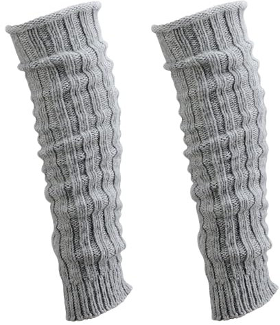 Leo Design Natural Alpaca Wool Women Leg Warmer, Blend of Lambs wool and Alpaca wool Rib Leg Warmer - One Size- Luxury winter layer for leg- Anthracite Grey, Dark gray-brown, Egg-Shell, Silver (Grey)