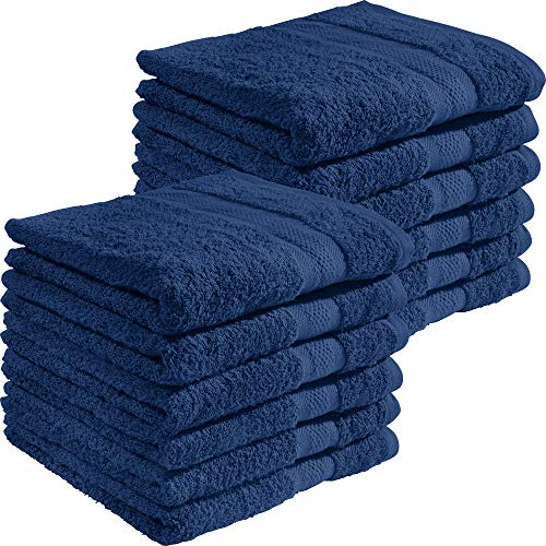REDBEST Handtuchset, Frottierset 12er-Pack Chicago dunkelblau Größe 50x100 cm - saugstark, strapazierfähig, ideal für Reisen, Sport (weitere Farben)