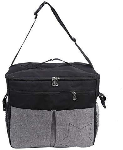 Mumie Messenger Wickeltasche, Kinderwagen mit großer Kapazität Hanging Organizer Tragbare Reise Frau Mutterschaft Windeltaschen für Mama & Papa Outdoor-Reisen Shopping-Ausflug(Schwarz)