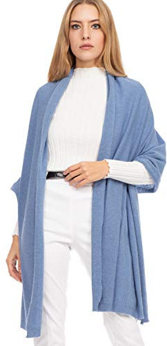 Marine Cashmere - Stola aus Kaschmir-Mischung für Damen, zartes und weiches Kaschmirgarn, MADE IN ITALY (Hellblau)