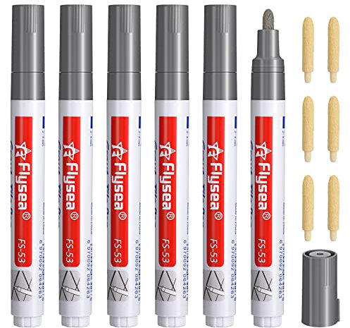 Lot de 6 stylos à joints gris foncé, faciles à utiliser, pour réparer les joints de carrelage de salle de bain, cuisine, porche et terrasse