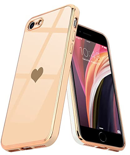 Teageo Kompatibel mit iPhone 7 iPhone 8 iPhone SE2020/2022 Hülle, Süße Herz Mädchen Handyhülle Luxuriös Galvanisierte Weich TPU Kameraschutz Kratzfest Schutzhülle für iPhone 7/8/SE2020/2022, Rosa