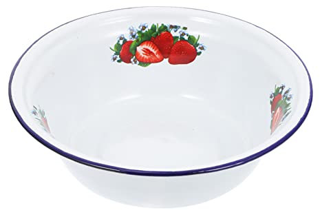 Cabilock Enamel Mixing Bowl Enamelware Salad Bowl Soup Bowl Enamel Washing Basin Vintage Soup Basin Popcorn Bowl Round Serving Bowl Prep Bowls Food Storage Bowl for Cooking Baking