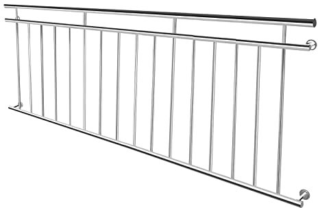 UISEBRT Barandilla de acero inoxidable para balcón francés, barandilla para ventana, exterior, pasamanos de balcón, barandilla de terraza (225 x 90 cm)