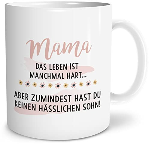 OWLBOOK® Geschenke für Mama zum Geburtstag | Mama Geburtstagsgeschenk für Mama | Mama Geschenk | Weihnachtsgeschenke für Mama | Leben ist manchmal hart | Keramik 300 ml