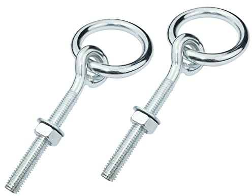 AERZETIX - C58293 - Juego de 2 Anillos estable con tuerca y arandela M10x83mm - cáncamo con anillo para candado - rosca métrica - en acero - fijación pared techo tensor