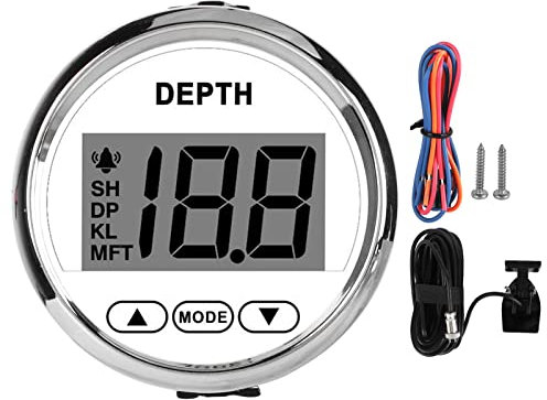Qiilu Boots-Echolot mit Weißer Hintergrundbeleuchtung Echolot Wasserdichter Dash-Echolotgeber für Yachtboote Marine
