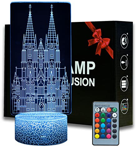 Magiclux Kölner Dom Nachtlicht, 3D Illsuion Lampe Fernbedienung 16 Farbwechsel Dimmbar, Weihnachtsgeschenke für Junge Mädchen Jugendliche Männer Frauen Wohnzimmer Schlafzimmer Dekor
