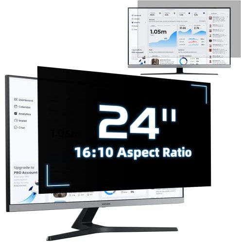 24 Zoll Monitor Blickschutzfilter Anti-Blaulichtfilter, Abnehmbarer Sichtschutz Anti Blaulicht Blendschutz Displayschutz für 24 Zoll 16:10 Blickschutzfolie