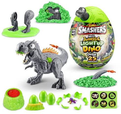 Smashers Mega Jurassic Light-Up Dino Egg T-Rex, Surprises Inside, Collectible Dinosaur Toy (T-Rex)