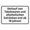 Indigos UG Aufkleber Sicherheit Tabakwaren und alkoholischen Getränken erst ab 18 Jahren 200x150 mm Hotel, Firma, Schutz, Kita, Arzt, Praxis, Wohnung Sicherheit Warnung